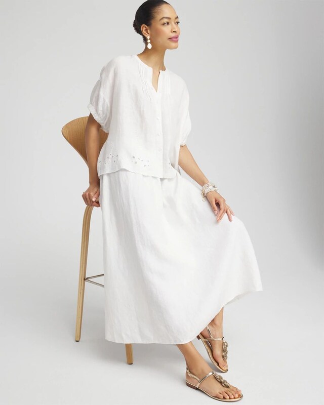 Linen A-line Midi Skirt - image 2
